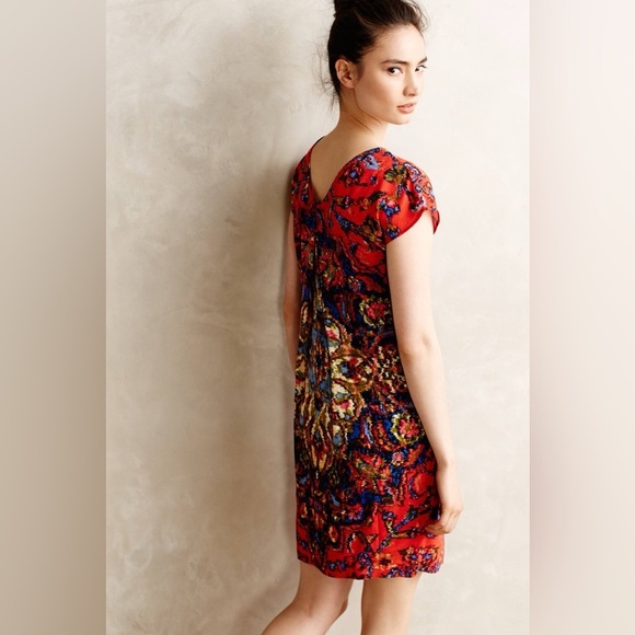 Anthropologie - Maeve Prins V Neck Short Sleeve Lightweight Colorful Dress Small - Picture 2 of 12
